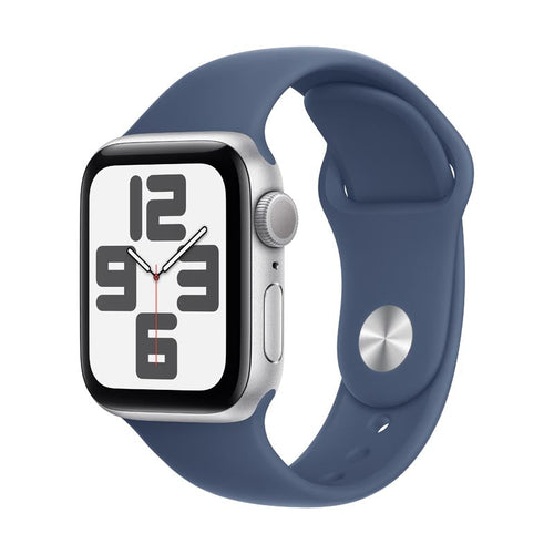 Apple Watch SE GPS 40mm Silver Aluminium Case with Denim Sport Band M/L
