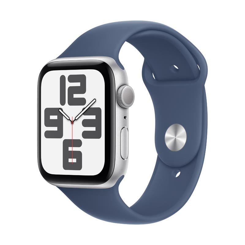 Apple Watch SE GPS 44mm Silver Aluminium Case with Denim Sport Band M/L