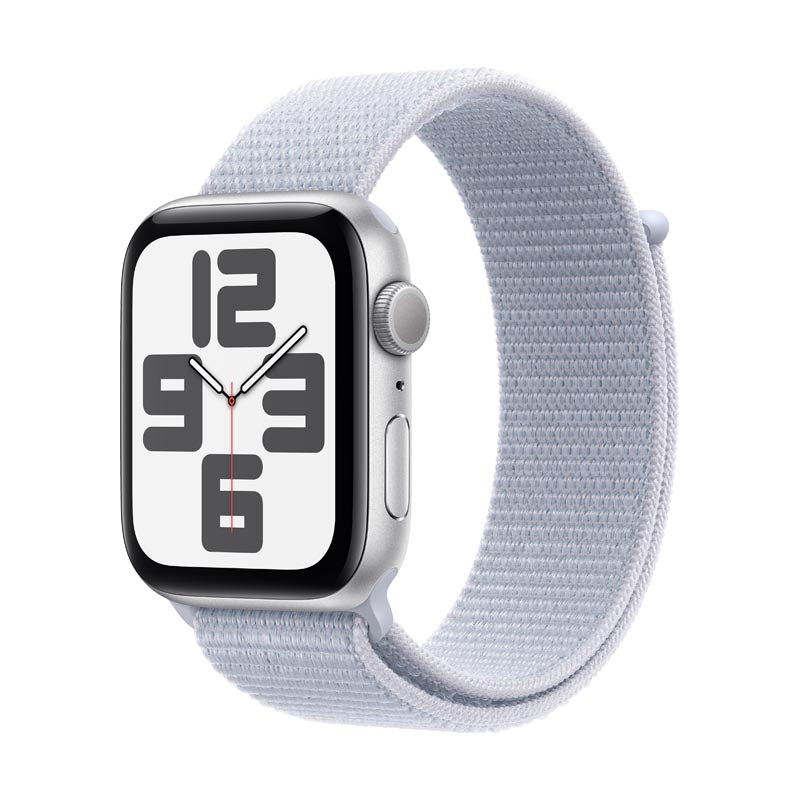 Apple Watch SE GPS 44mm Silver Aluminium Case with Blue Cloud Sport Loop