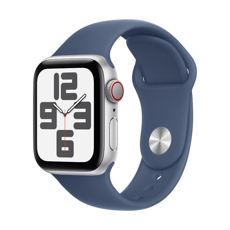 Apple Watch SE GPS + Cellular 40mm Silver Aluminium Case with Denim Sport Band S/M