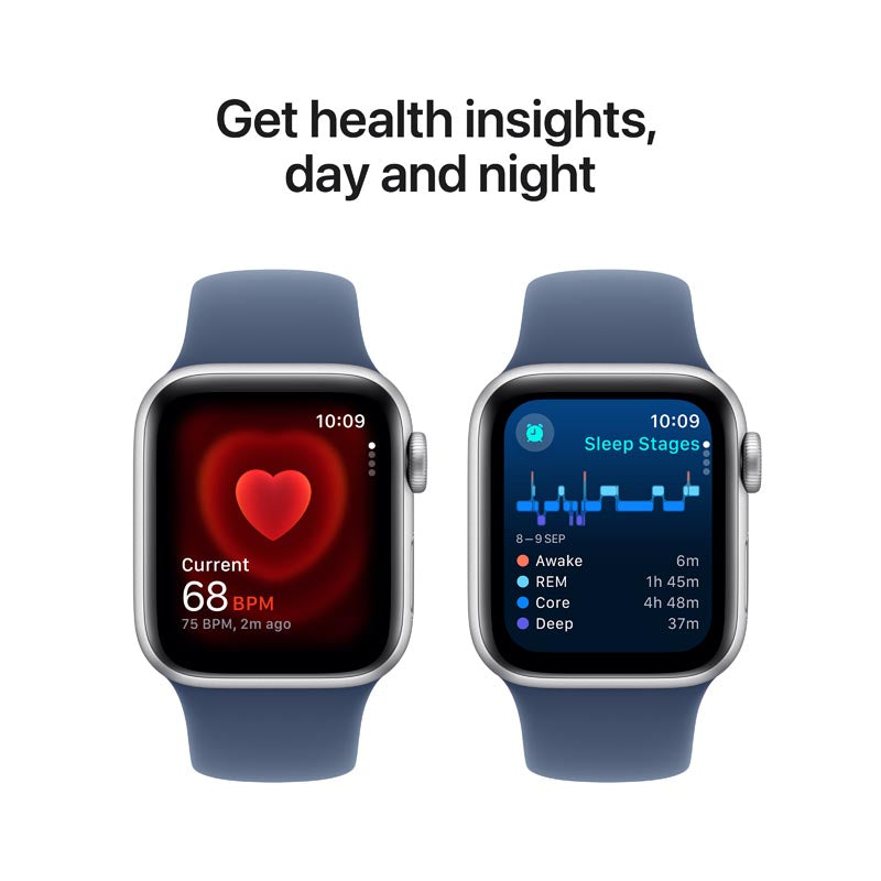 Apple Watch SE GPS + Cellular 40mm Silver Aluminium Case with Denim Sport Band S/M