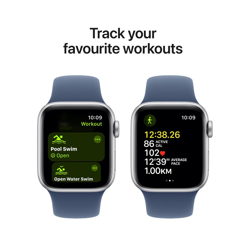 Apple Watch SE GPS + Cellular 40mm Silver Aluminium Case with Denim Sport Band S/M