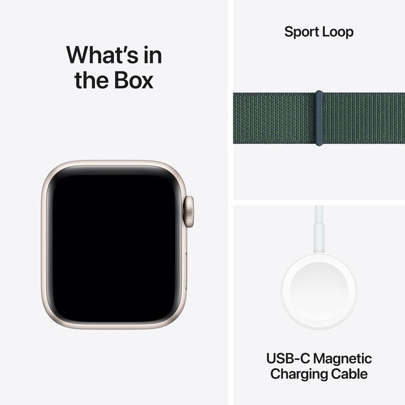 Apple Watch SE GPS + Cellular 40mm Starlight Aluminium Case with Lake Green Sport Loop