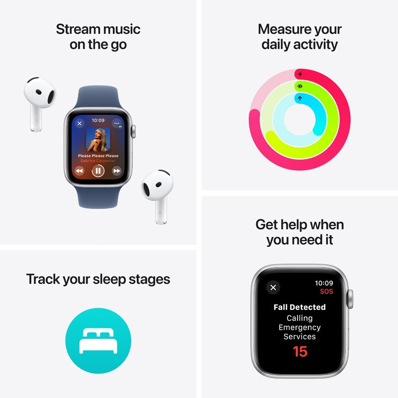 Apple Watch SE GPS + Cellular 44mm Starlight Aluminium Case with Starlight Sport Band S/M