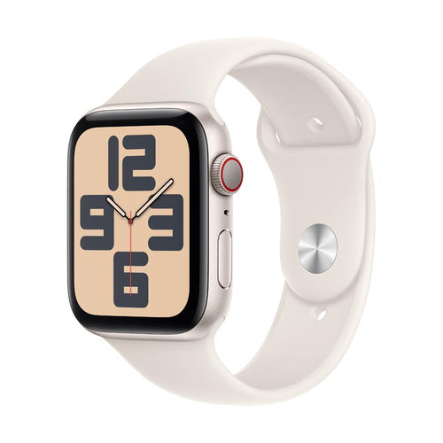Apple Watch SE GPS + Cellular 44mm Starlight Aluminium Case with Starlight Sport Band S/M