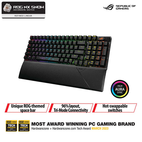 Asus ROG Strix Scope II 96 (Snow) Wireless Gaming Keyboard (Black)