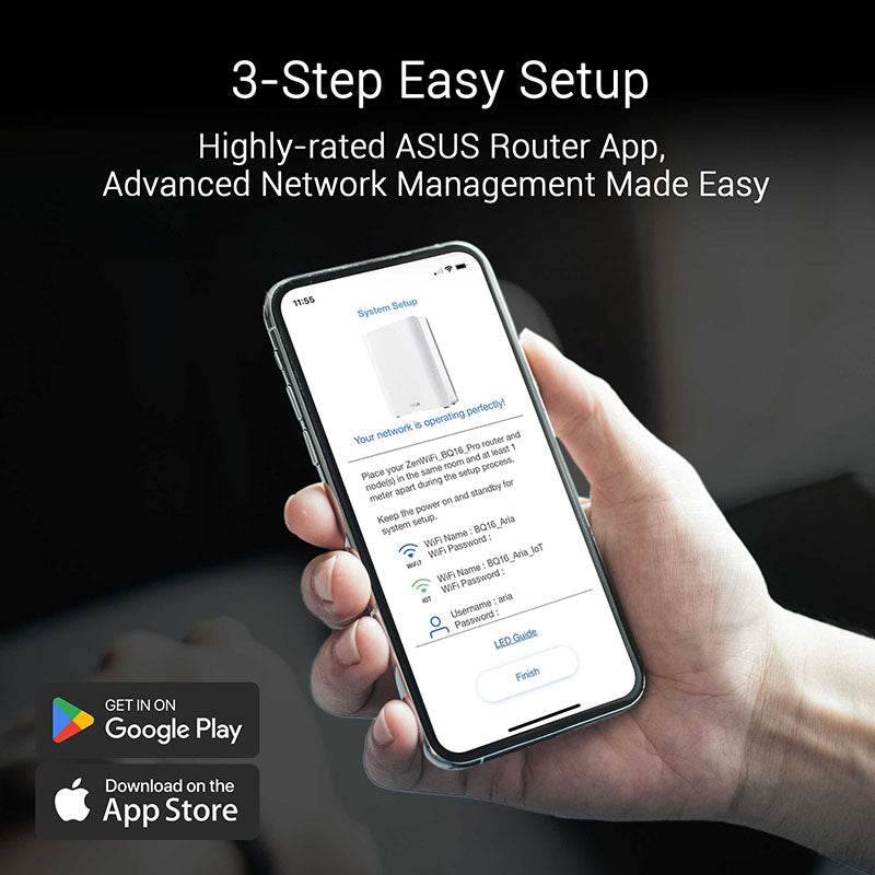 ASUS ZenWiFi BQ16 BE25000 Quad Band Wi-Fi 7 Mesh Router (2-Pack)