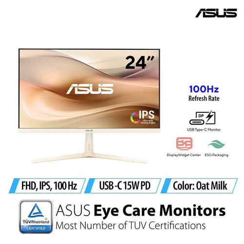 ASUS VU249CFE Eye Care Gaming Monitor - 24 FHD IPS 100Hz (Oat Milk)