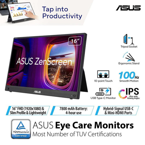 ASUS ZenScreen Touch MB16AMTR Portable Monitor - 16 FHD IPS 10-point touch