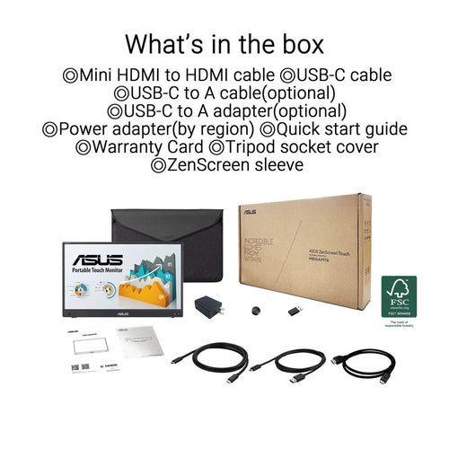 ASUS ZenScreen Touch MB16AMTR Portable Monitor - 16 FHD IPS 10-point touch