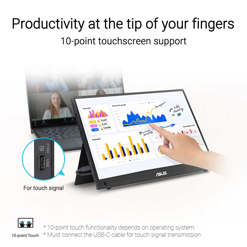 ASUS ZenScreen Touch MB16AMTR Portable Monitor - 16 FHD IPS 10-point touch