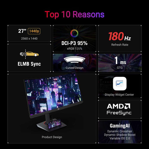 Asus ROG Strix XG27WCS - 27 QHD Fast VA 180Hz Curved Gaming Monitor