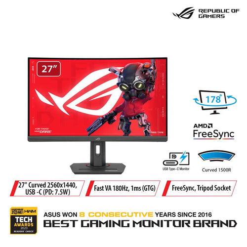 Asus ROG Strix XG27WCS - 27 QHD Fast VA 180Hz Curved Gaming Monitor