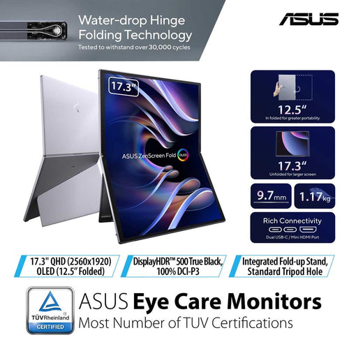 ASUS ZenScreen Fold OLED MQ17QH Portable Monitor – 17.3-inch QHD (2560x1920) OLED