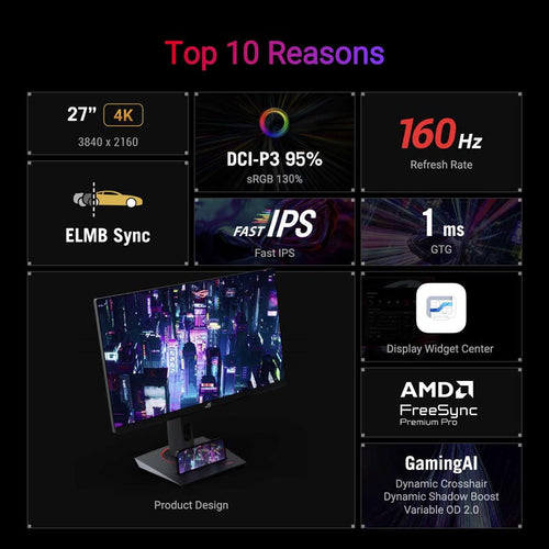 ASUS ROG Strix XG27UCS - 27 UHD Fast IPS 160Hz USB-C Gaming Monitor