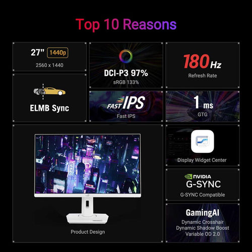 Asus ROG Strix XG27ACS-W - 27 QHD Fast IPS 180Hz Gaming Monitor