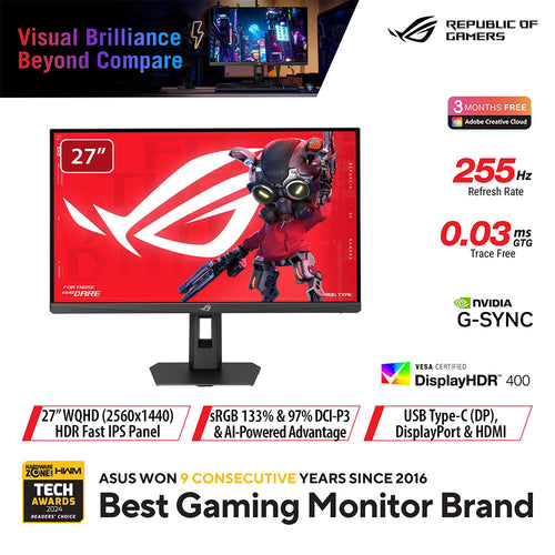 Asus ROG Strix XG27ACMES - 27 QHD Fast IPS 255Hz Gaming Monitor