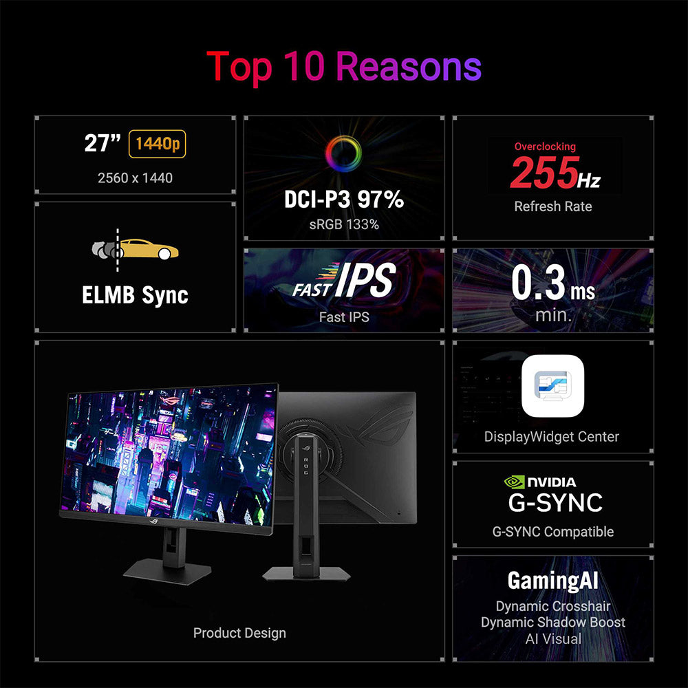 Asus ROG Strix XG27ACMES - 27 QHD Fast IPS 255Hz Gaming Monitor