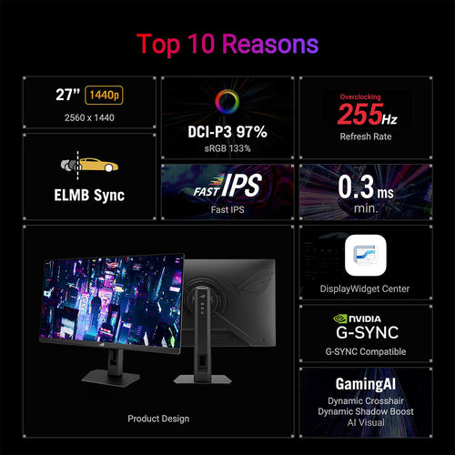 Asus ROG Strix XG27ACMES - 27 QHD Fast IPS 255Hz Gaming Monitor