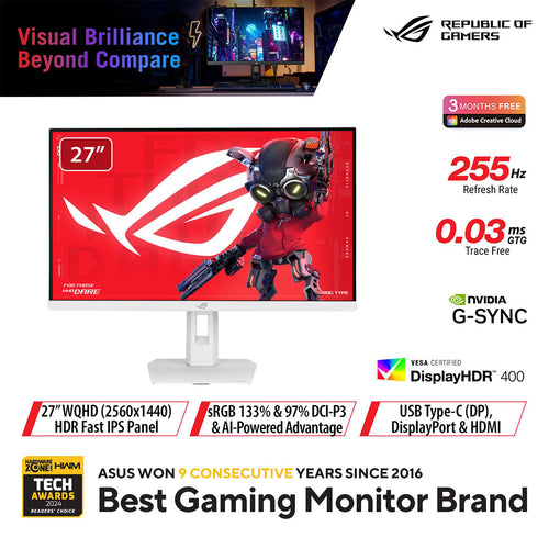 Asus ROG Strix XG27ACMES-W - 27 QHD Fast IPS 255Hz Gaming Monitor