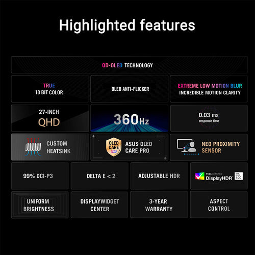 Asus ROG Strix XG27AQDNG - 26.5 QHD QD-OLED 360Hz Gaming Monitor
