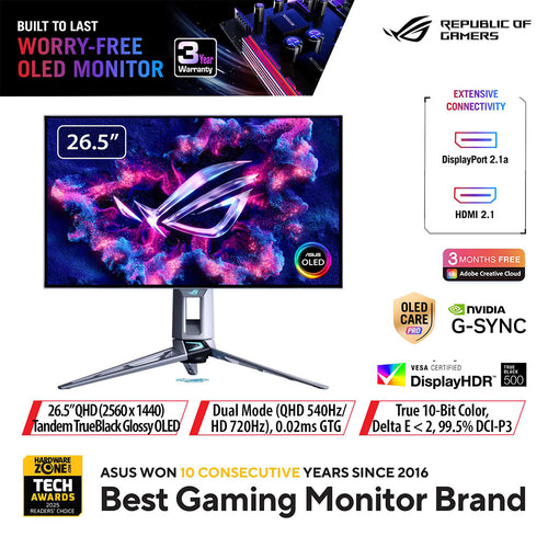 Asus ROG Swift PG27AQWP-W - 27 QHD WOLED 540/720Hz Dual Mode Gaming Monitor