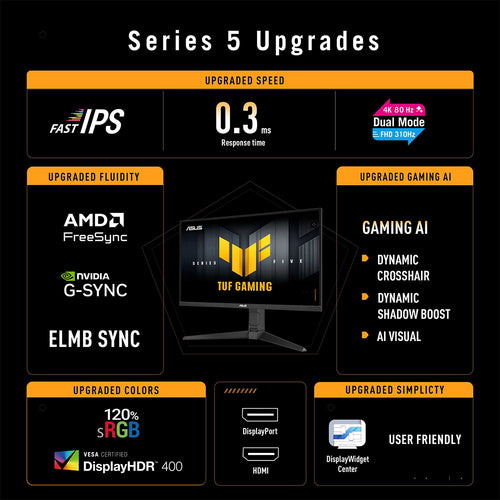 Asus TUF Gaming VG27UQEL5A - 27 UHD IPS 80/310Hz Dual Mode Gaming Monitor