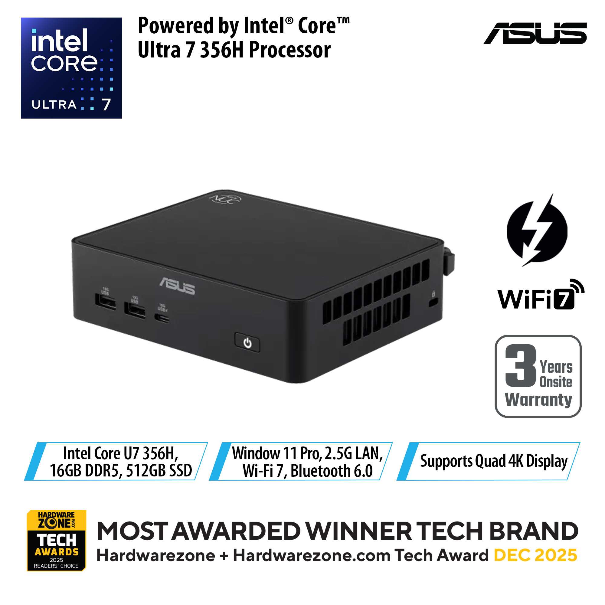 Asus NUC 16 Pro RNUC16GDKU7673N3 - UT7-356H 16GB 512GB W11P ...