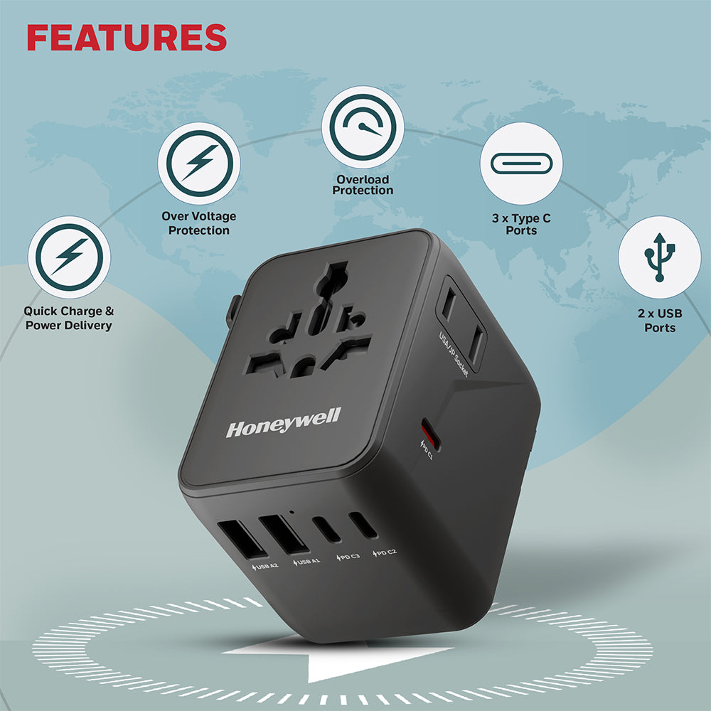 Honeywell Universal World Travel Adapter 70W (Black)