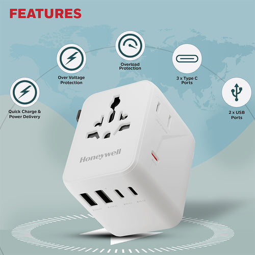 Honeywell Universal World Travel Adapter 45W (White)