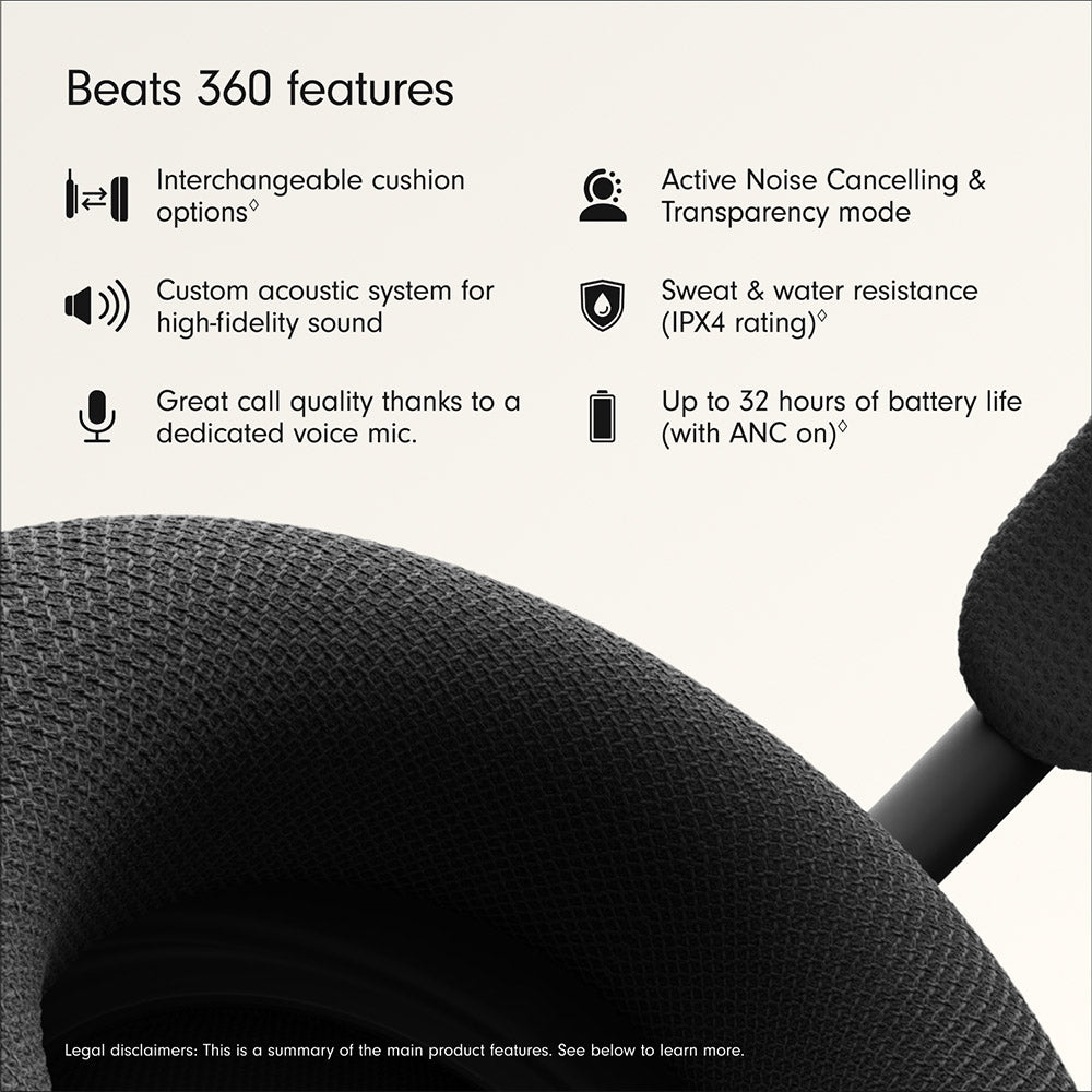 Beats 360 Over-Ear Headphones Black with Black Knit Cushions