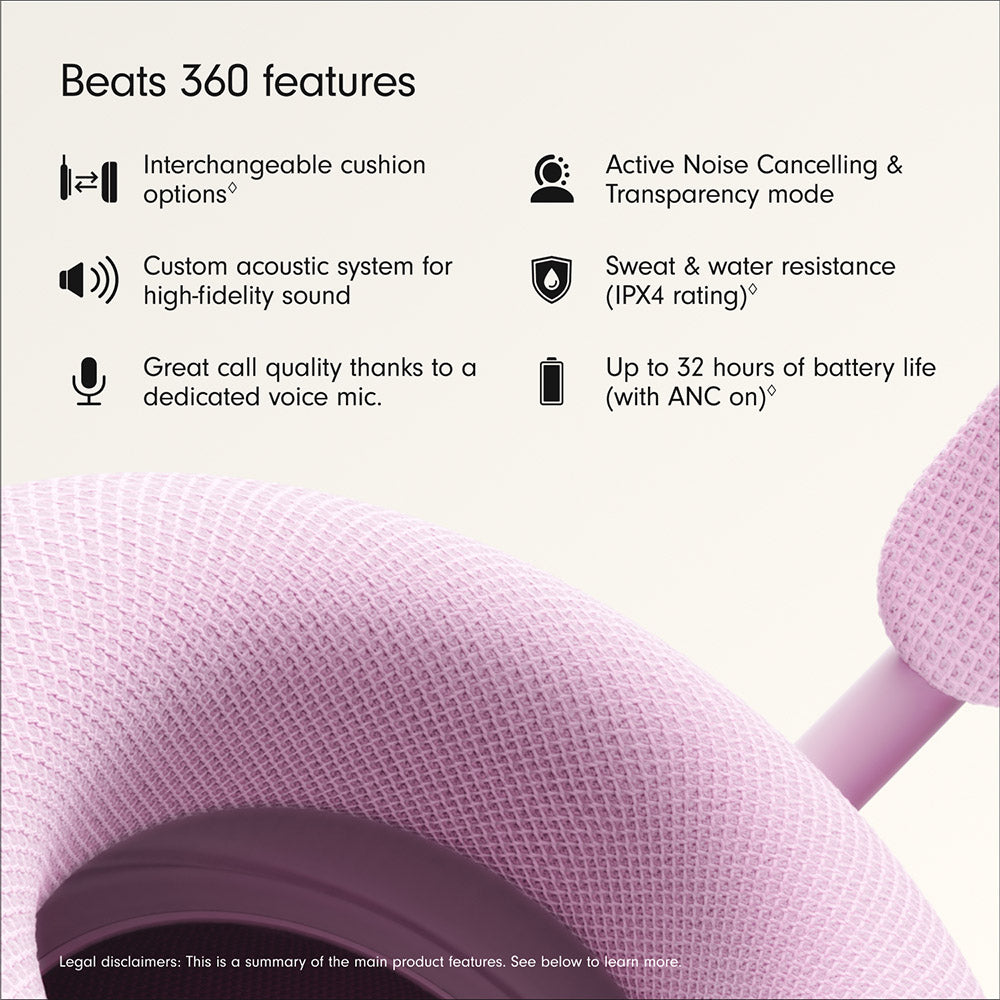 Beats 360 Over-Ear Headphones Pink with Pink Knit Cushions