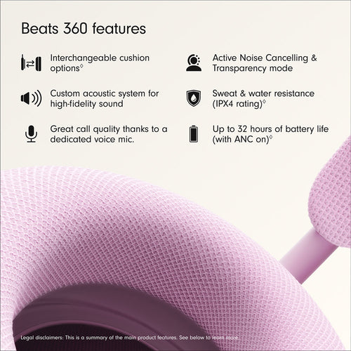 Beats 360 Over-Ear Headphones Pink with Pink Knit Cushions