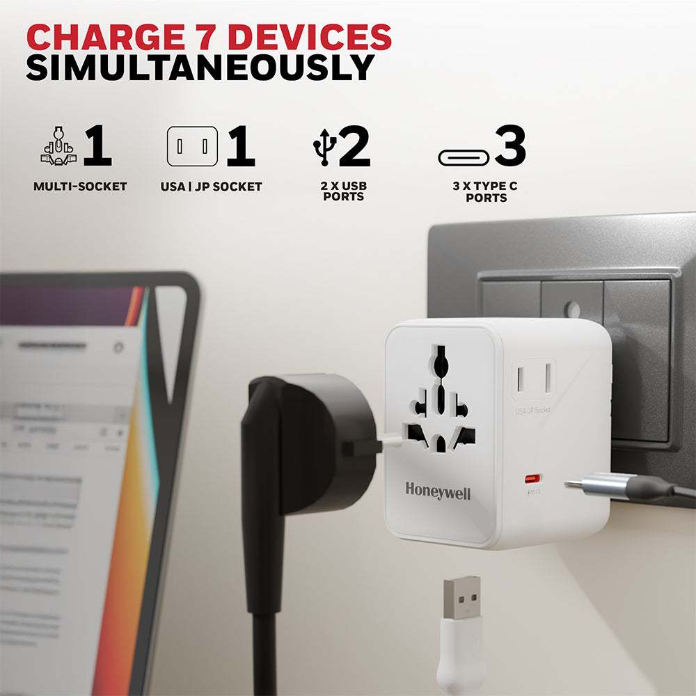 Honeywell Universal World Travel Adapter 45W (White)