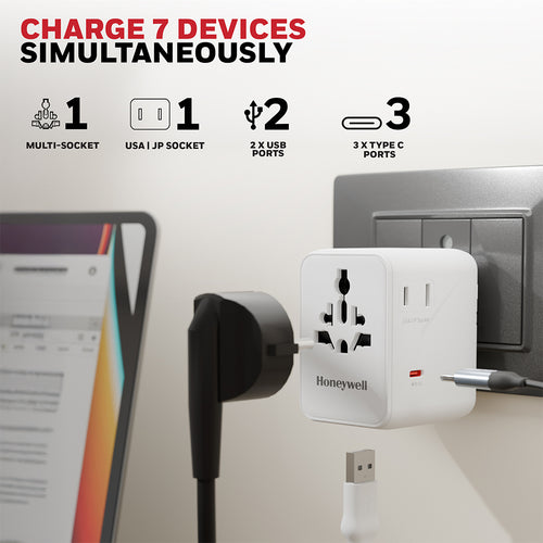 Honeywell Universal World Travel Adapter 45W (White)