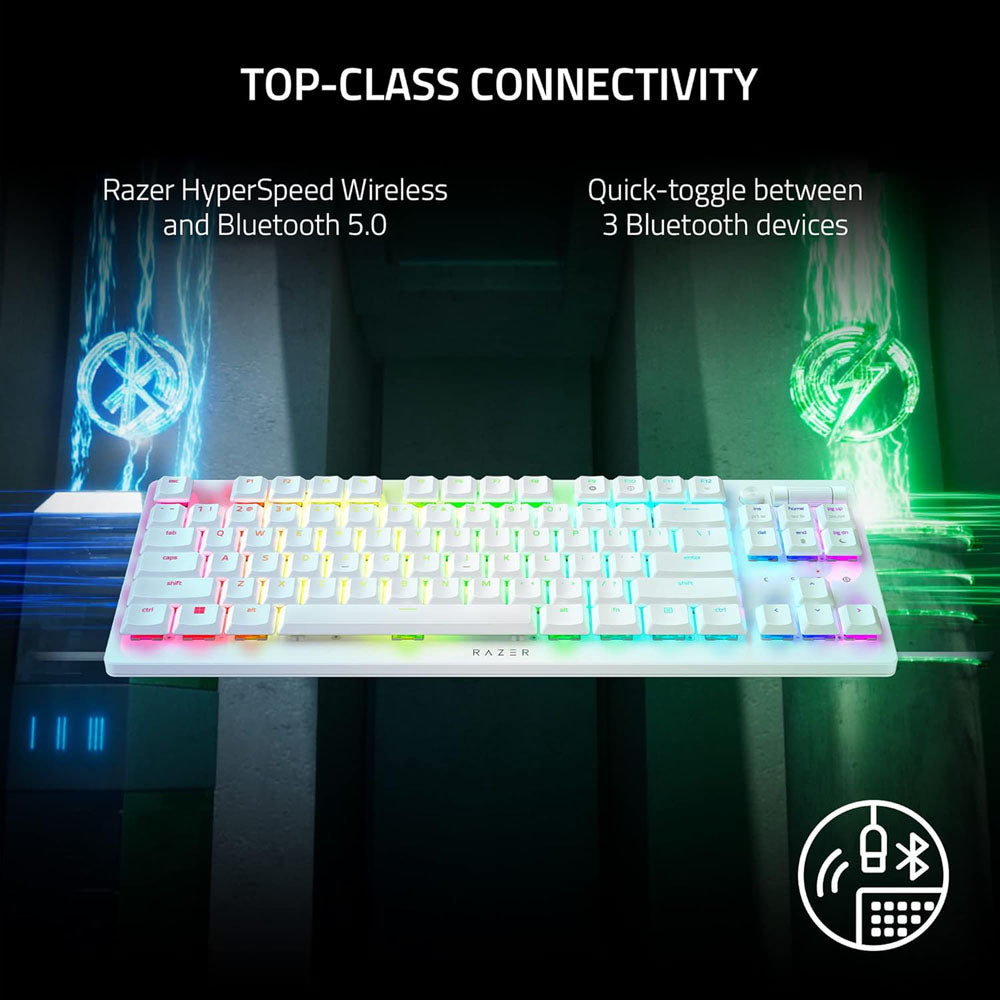 Razer DeathStalker V2 Pro Wireless Gaming Keyboard (Clicky Purple Switch - White)