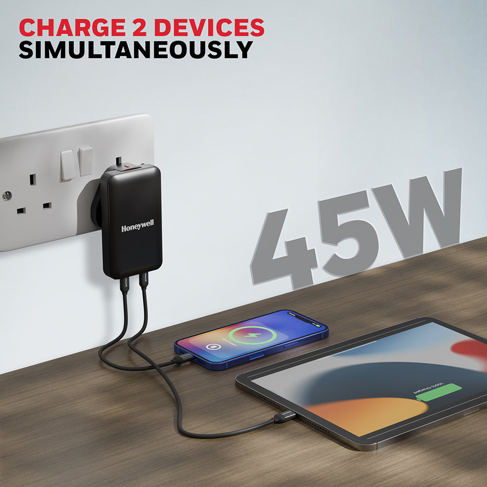Honeywell Zest GaN Charger 45W Ultra Thin (Black)