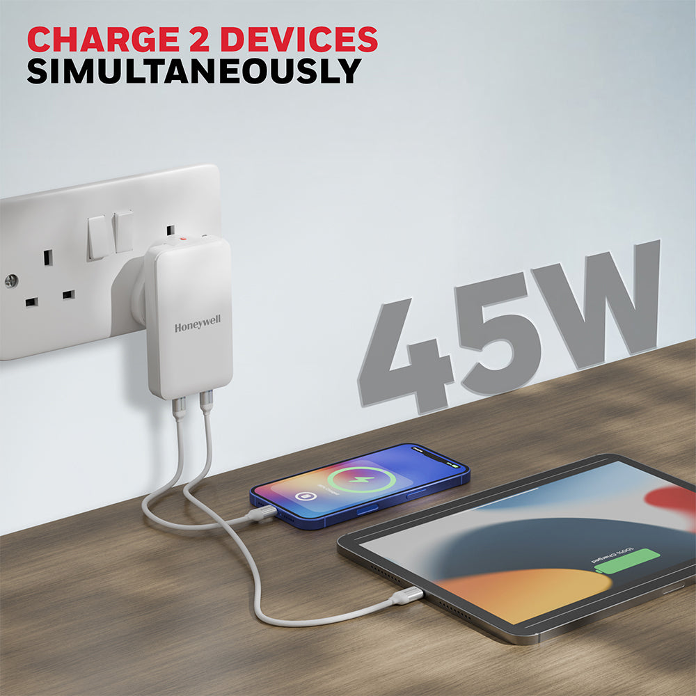 Honeywell Zest GaN Charger 45W Ultra Thin (White)