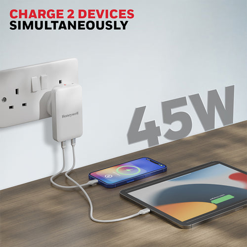 Honeywell Zest GaN Charger 45W Ultra Thin (White)