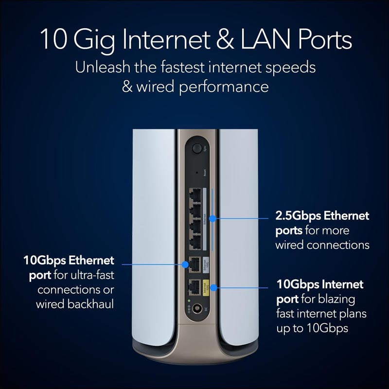 Netgear Orbi 970 Quad-Band WiFi 7 Mesh System - BE27000 27Gbps - 3-Pack - White (RBE973S)