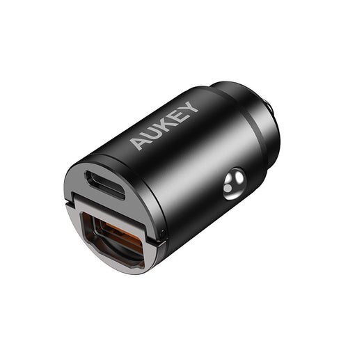 Aukey CC-A3 30W PD Metal Dual Port Fast Car Charger - Black