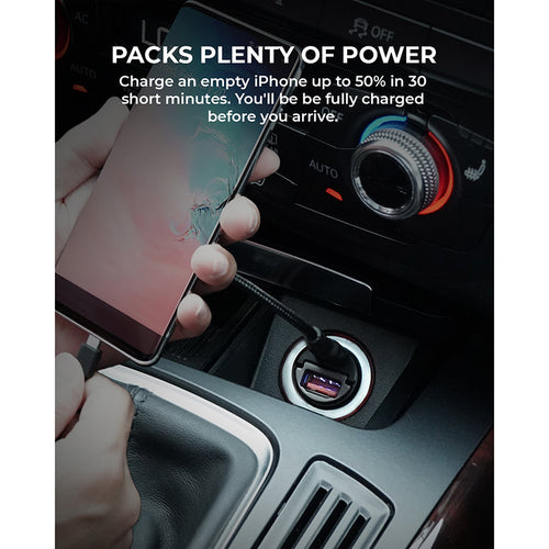 Aukey CC-A3 30W PD Metal Dual Port Fast Car Charger - Black