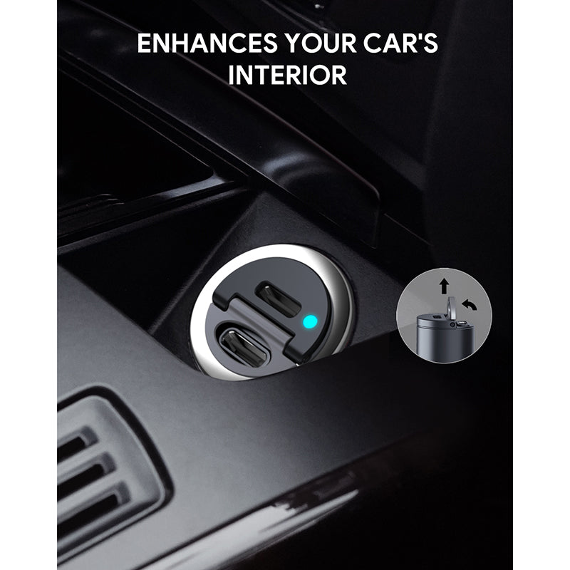 Aukey CC-A4 Dual Port USB-C 30W PD Car Charger - Black