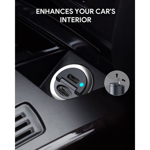 Aukey CC-A4 Dual Port USB-C 30W PD Car Charger - Black