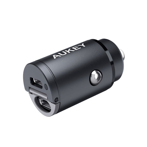Aukey CC-A4 Dual Port USB-C 30W PD Car Charger - Black