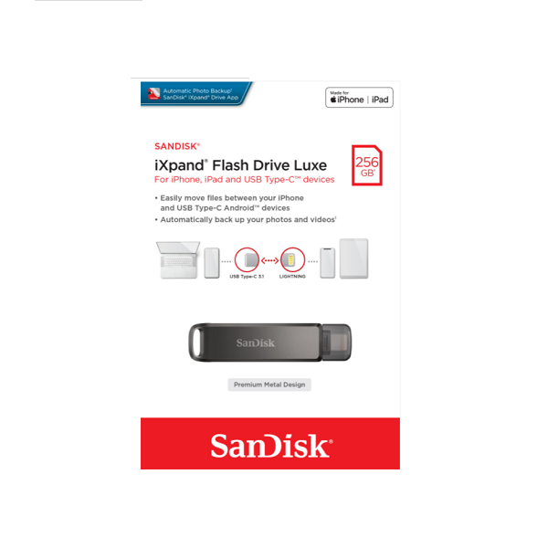 SanDisk iXpand Flash Drive Luxe 256GB USB 3.1 [SDIX70N-256G-GN6NE]