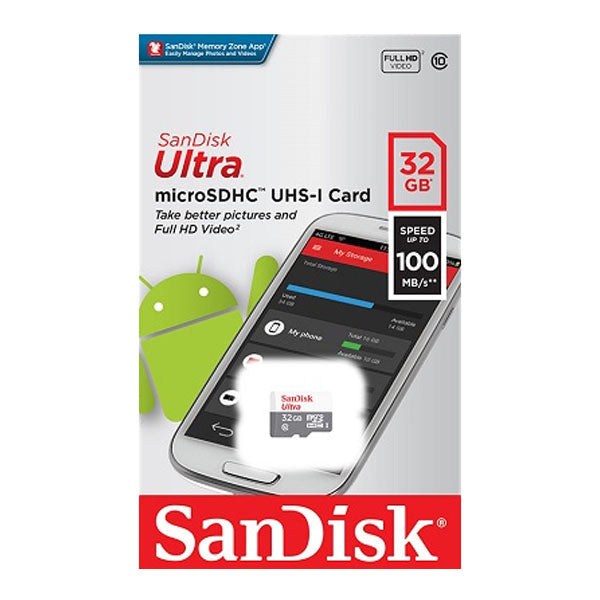 SanDisk Ultra microSDHC UHS-I 32GB C10 100MB/s [SDSQUNR-032G-GN3MN]