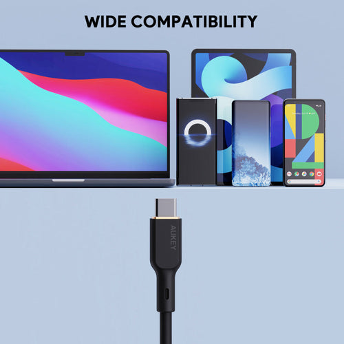 Aukey CIRCLET BLINK CB-SCC101 100W Silicone USB-C to USB-C Cable 1M (Black)