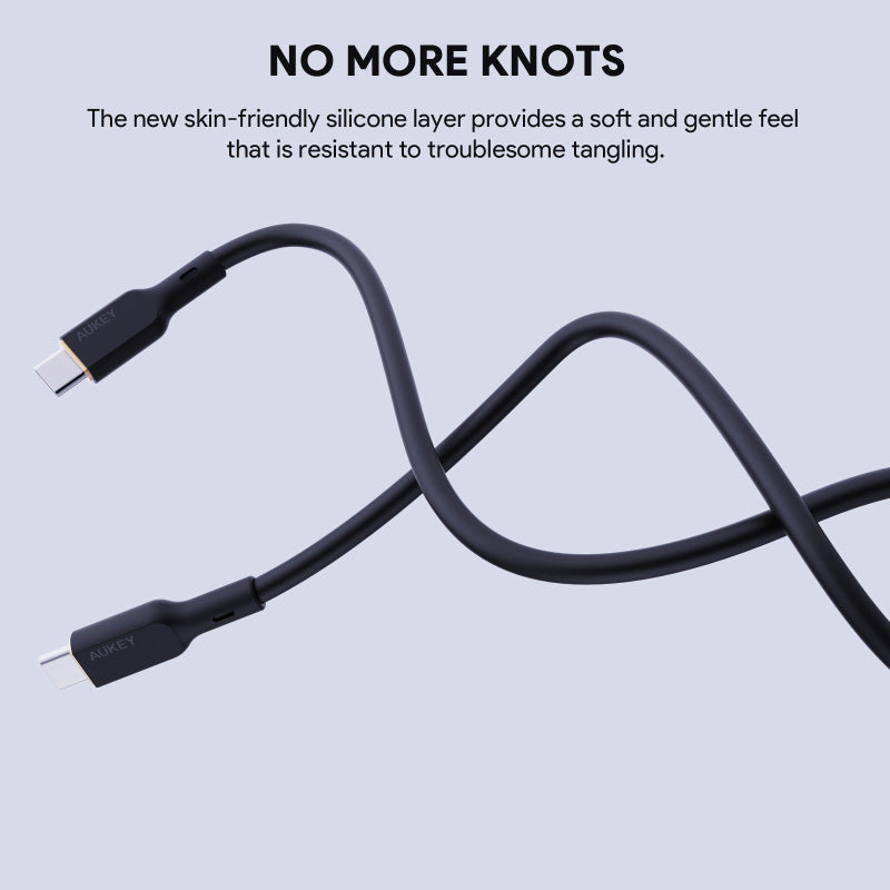 Aukey CIRCLET BLINK CB-SCC101 100W Silicone USB-C to USB-C Cable 1M (Black)