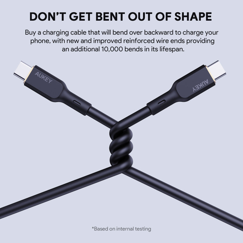 Aukey CIRCLET BLINK CB-SCC101 100W Silicone USB-C to USB-C Cable 1M (Black)